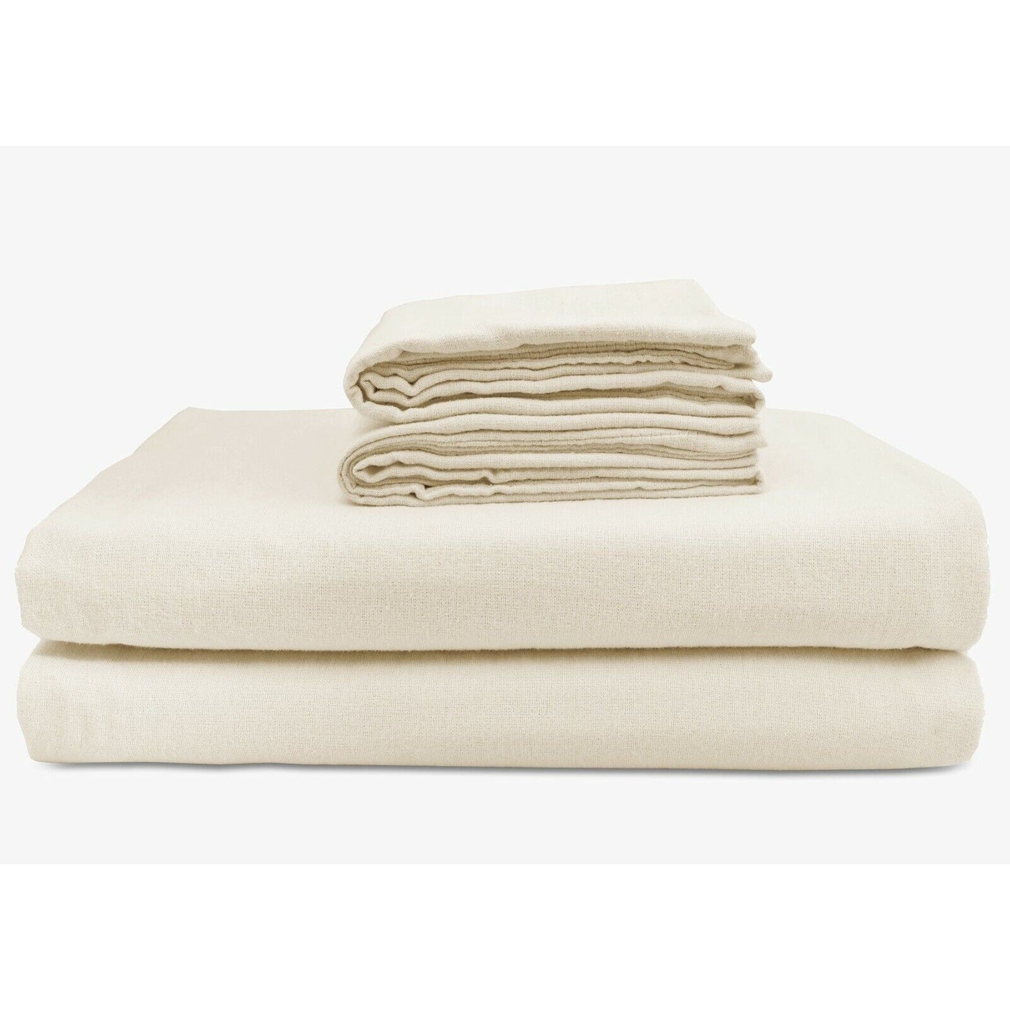 Cream Cotton Flannelette Sheets Set with Standard Pillow Case Single Double Queen King