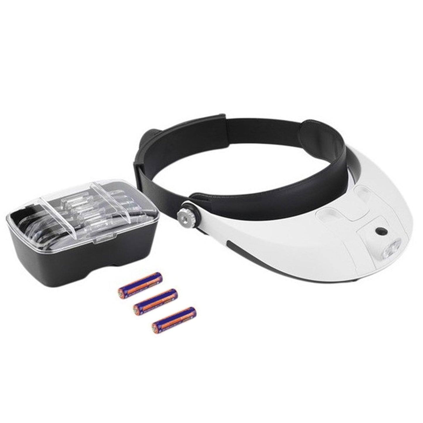 Headset Magnifier with LED Light Illuminated Headband Loupe White