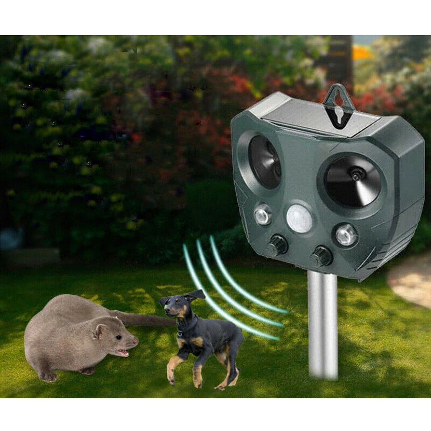 Solar Powered Animal Repeller for Birds Rats and Possums with Motion Sensor