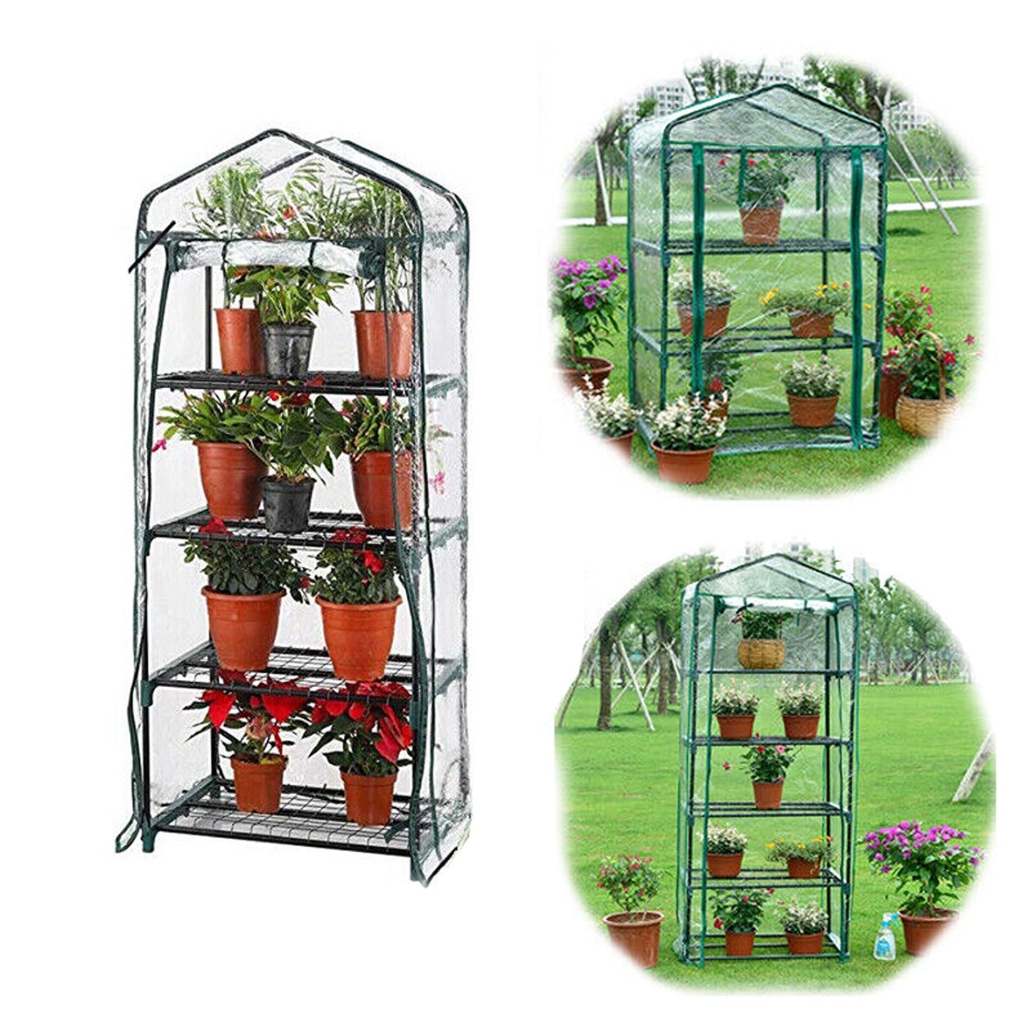 Green House Flower Garden Shed with Tunnel Cover
