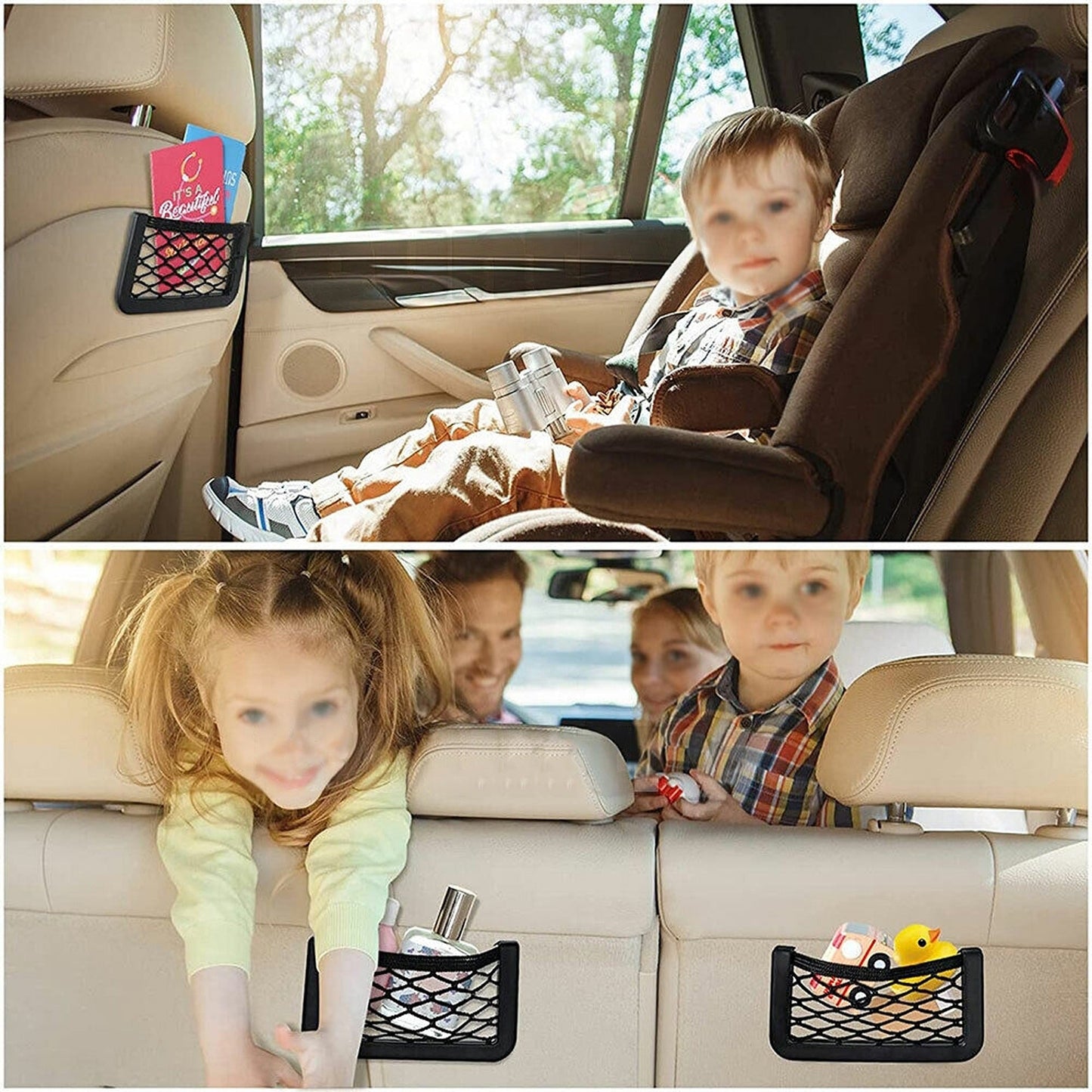 2pcs Car Storage Mesh Organizer Medium Black Truck Holder Pocket