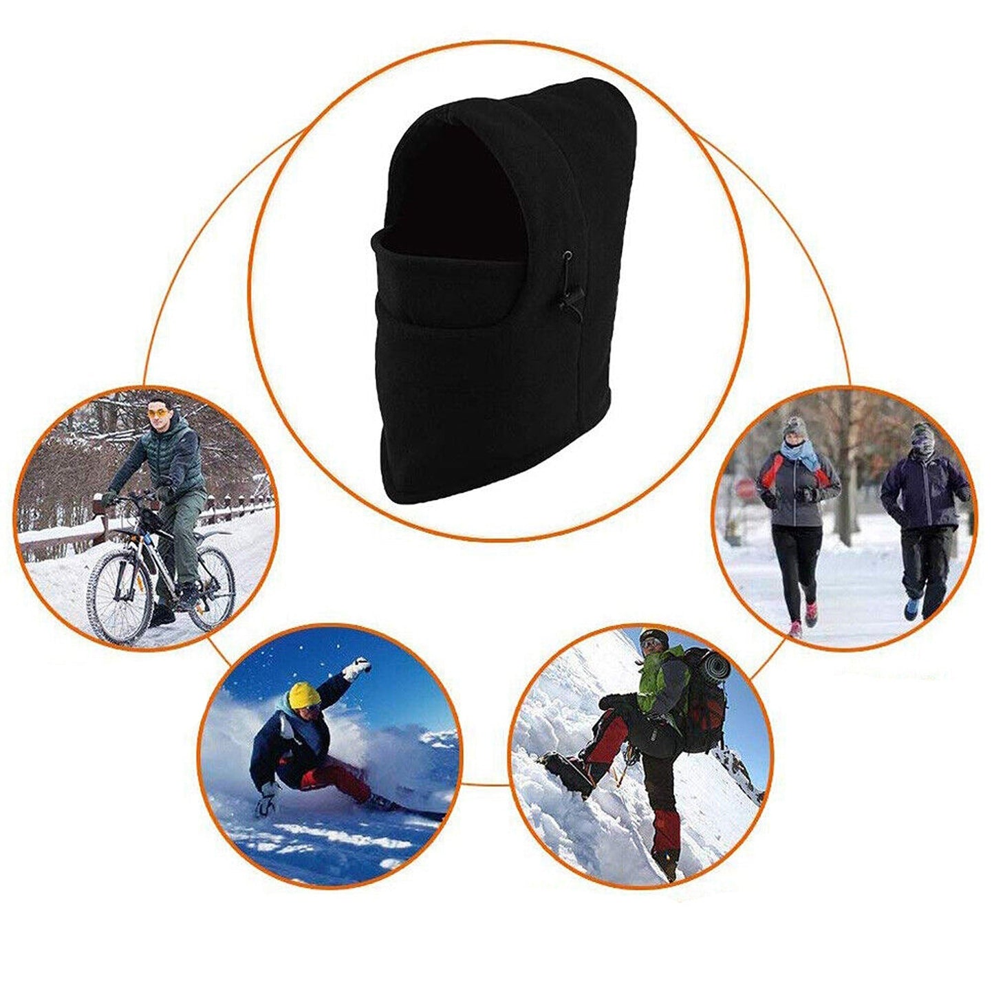 Fleece Hood Winter Thermal Balaclava Ski Face Mask Neck Warmer Cap