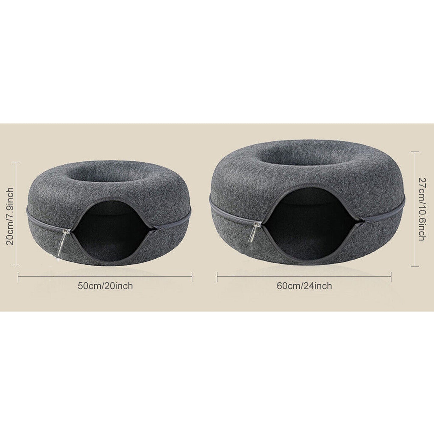 Cat Tunnel Donut Bed Felt Pet House with Interactive Play Toy