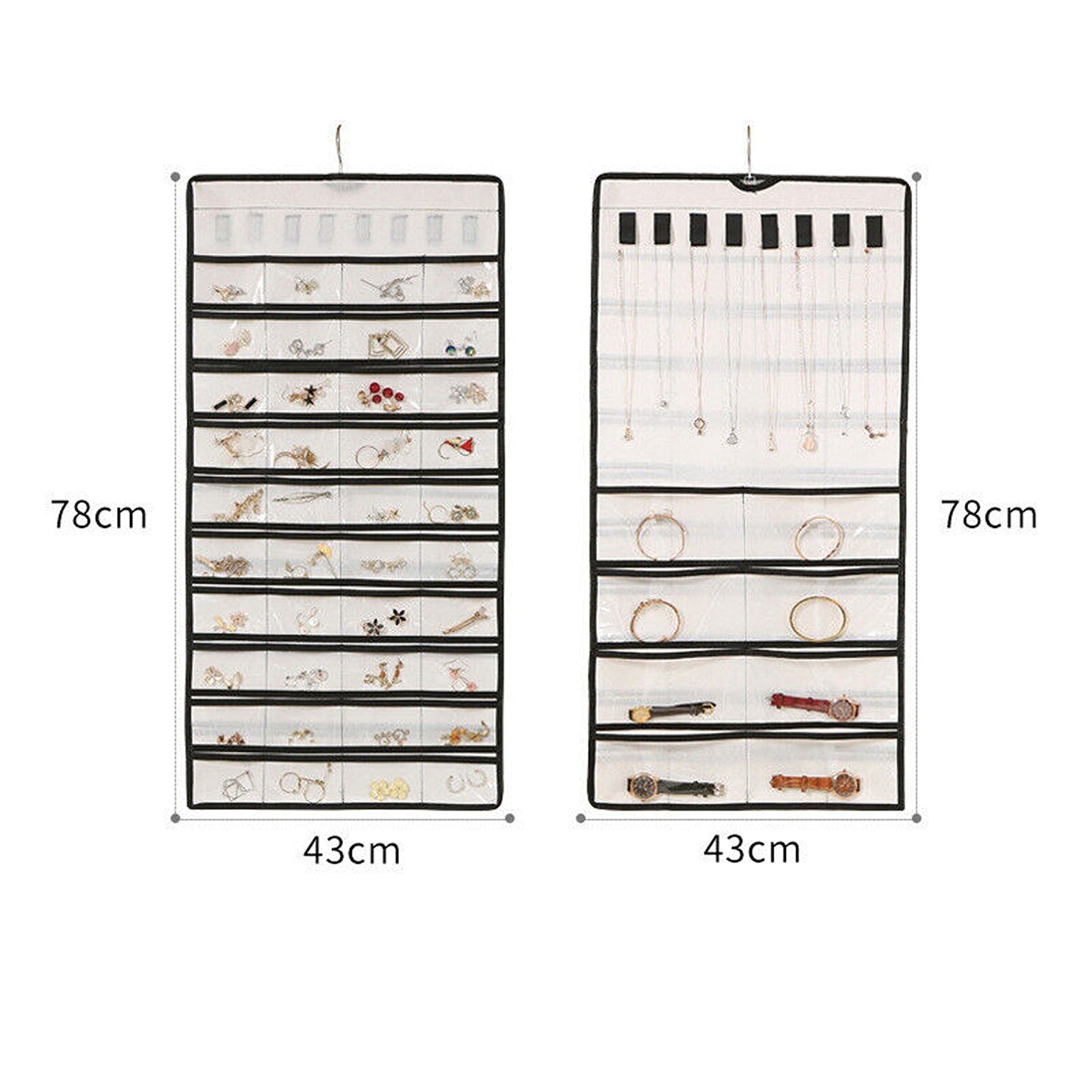 White Jewelry Organizer Holder with Hanging Earring Display