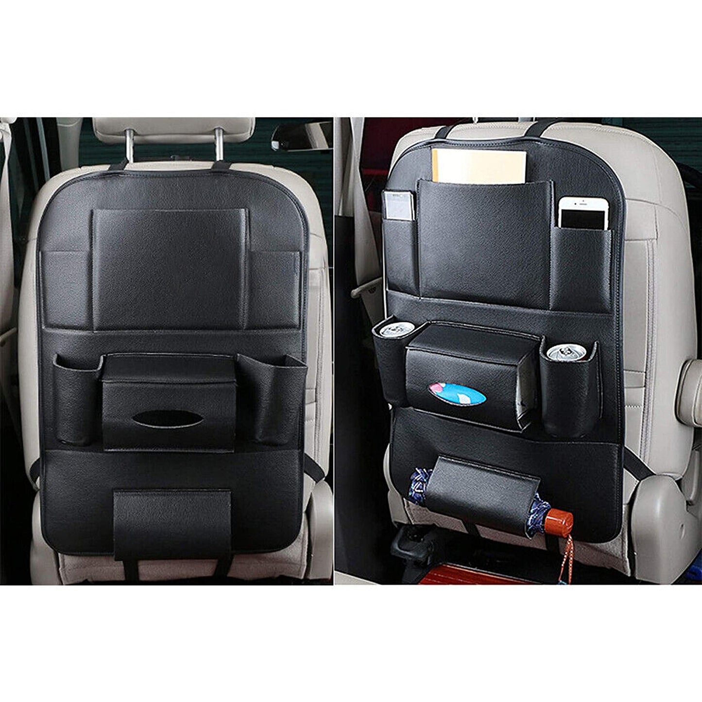 2pcs Car Back Seat iPad Holder Travel Storage Organizer with Pockets