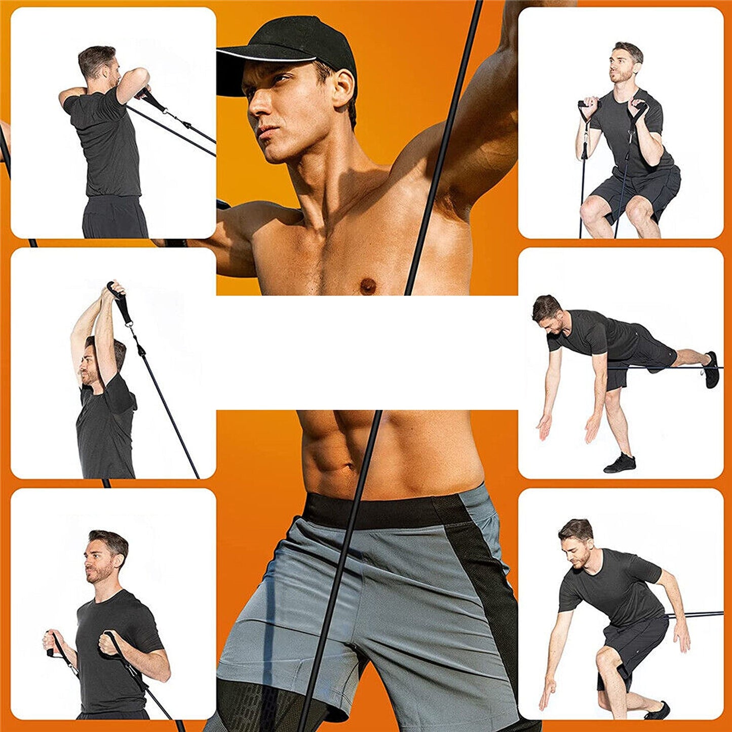 11pcs Resistance Band Set for Yoga Pilates and Fitness Exercises - 150lbs
