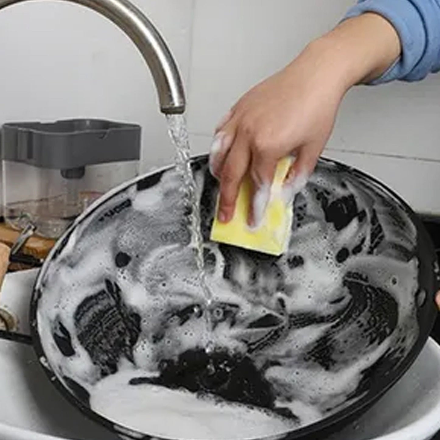 2-in-1 Soap Pump Dispenser with Sponge Holder for Kitchen Sink Cleaning