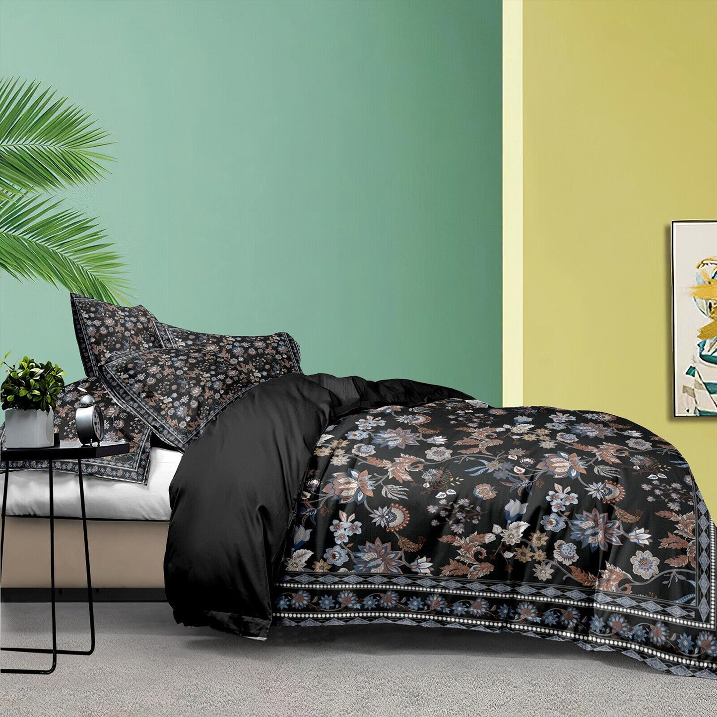 Floral Queen King Size Bedding Set with Pillowcases Soft Quilt Duvet Cover