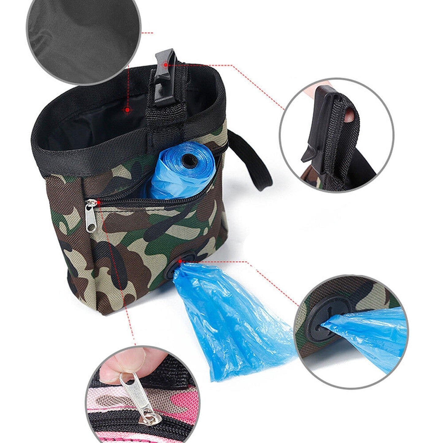 Hands-Free Dog Training Pouch Pet Food Waist Belt Bag with Drawstring