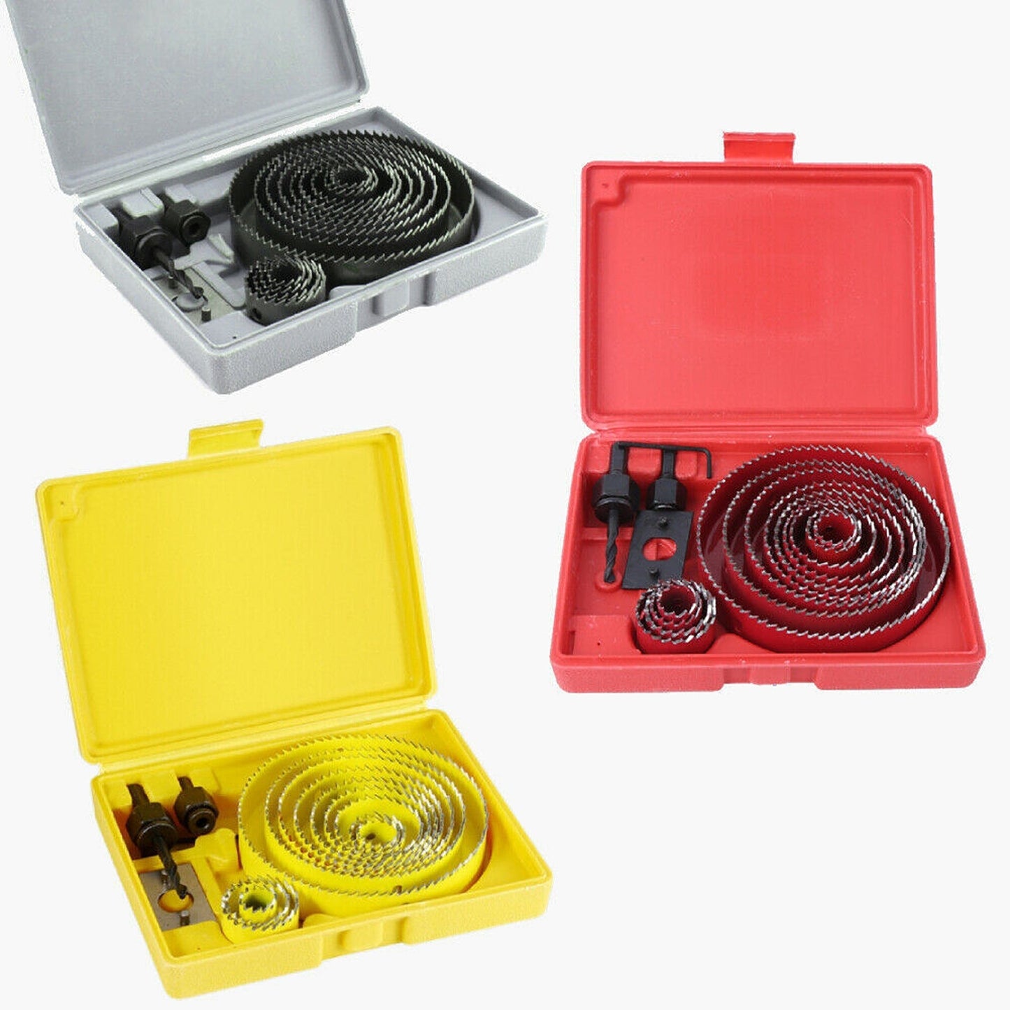 Wood Cutter Holesaw Kit 17pcs with Multiple Sizes 19-127mm 3 Colours
