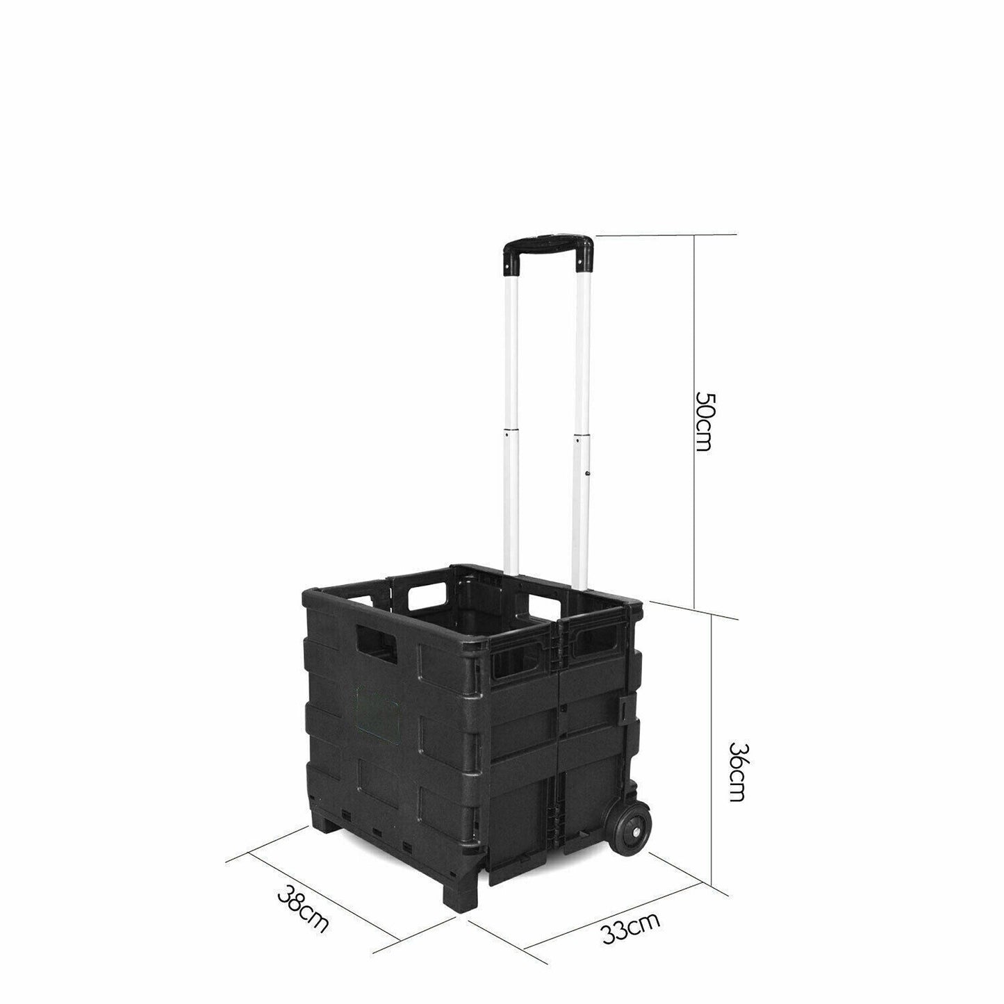 Portable Folding Shopping Basket with Wheels Foldable Grocery Cart Trolley Crate