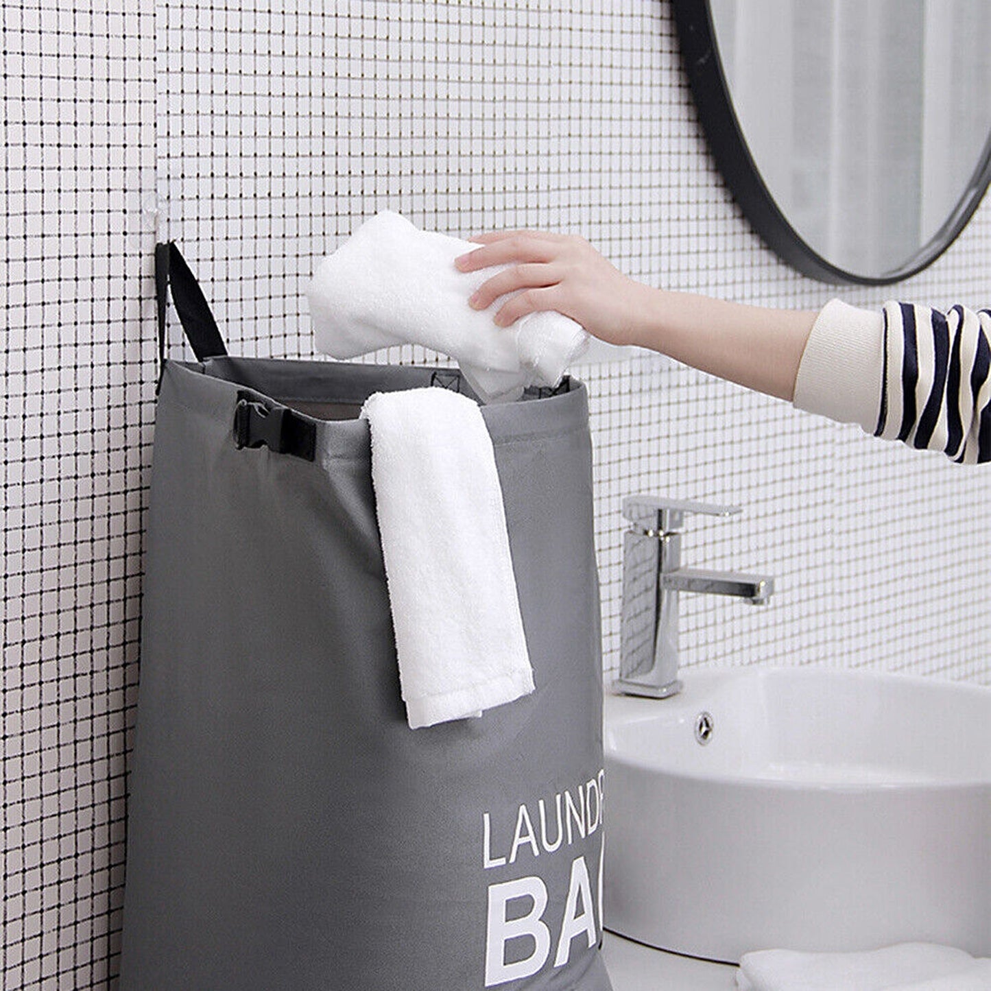70L Oxford Foldable Laundry Bag Durable and Washable Organizer