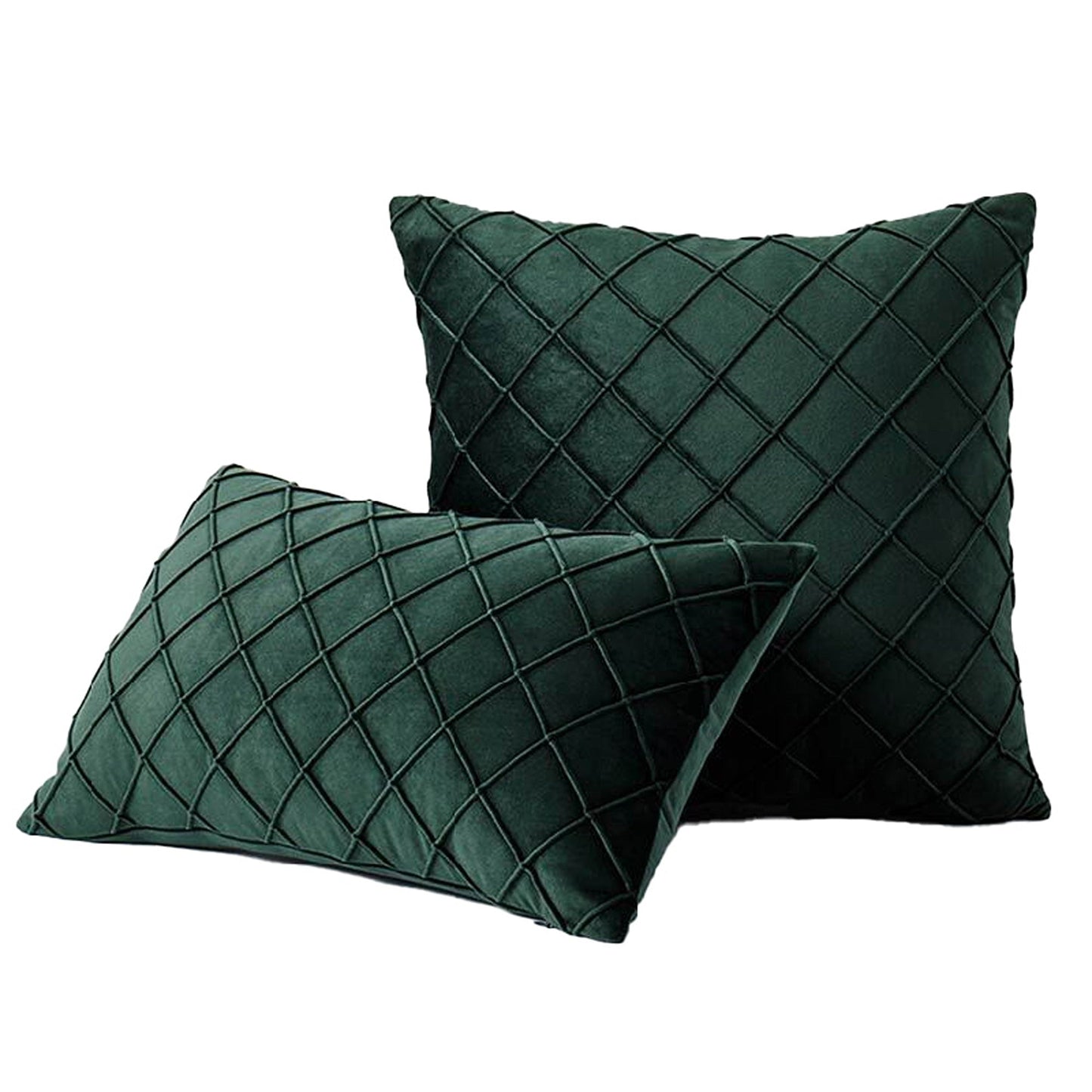 Forest Green Throw Pillow Case Velvet Cushion Cover Diamond Pleated