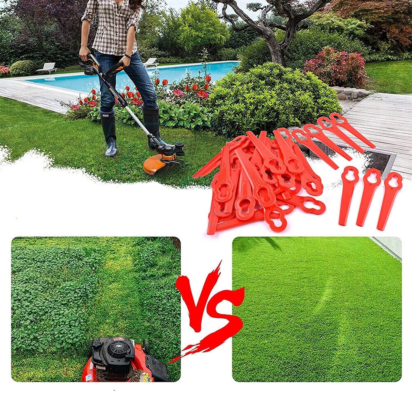 100pcs Plastic Grass Trimmer Blades for Garden Weed Lawn Crop