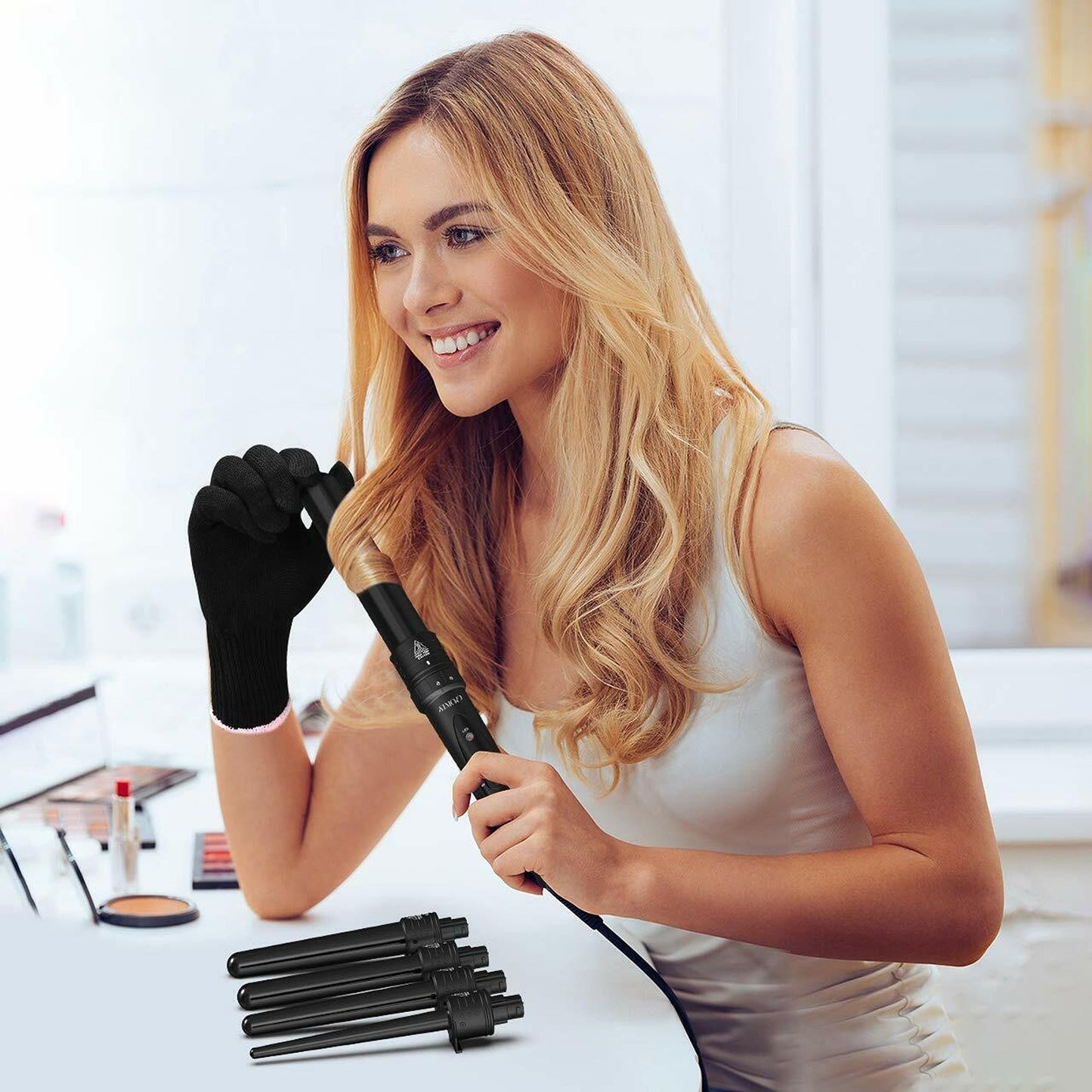 Ceramic Curling Iron Set 5-in-1 Interchangeable Wands for Styling
