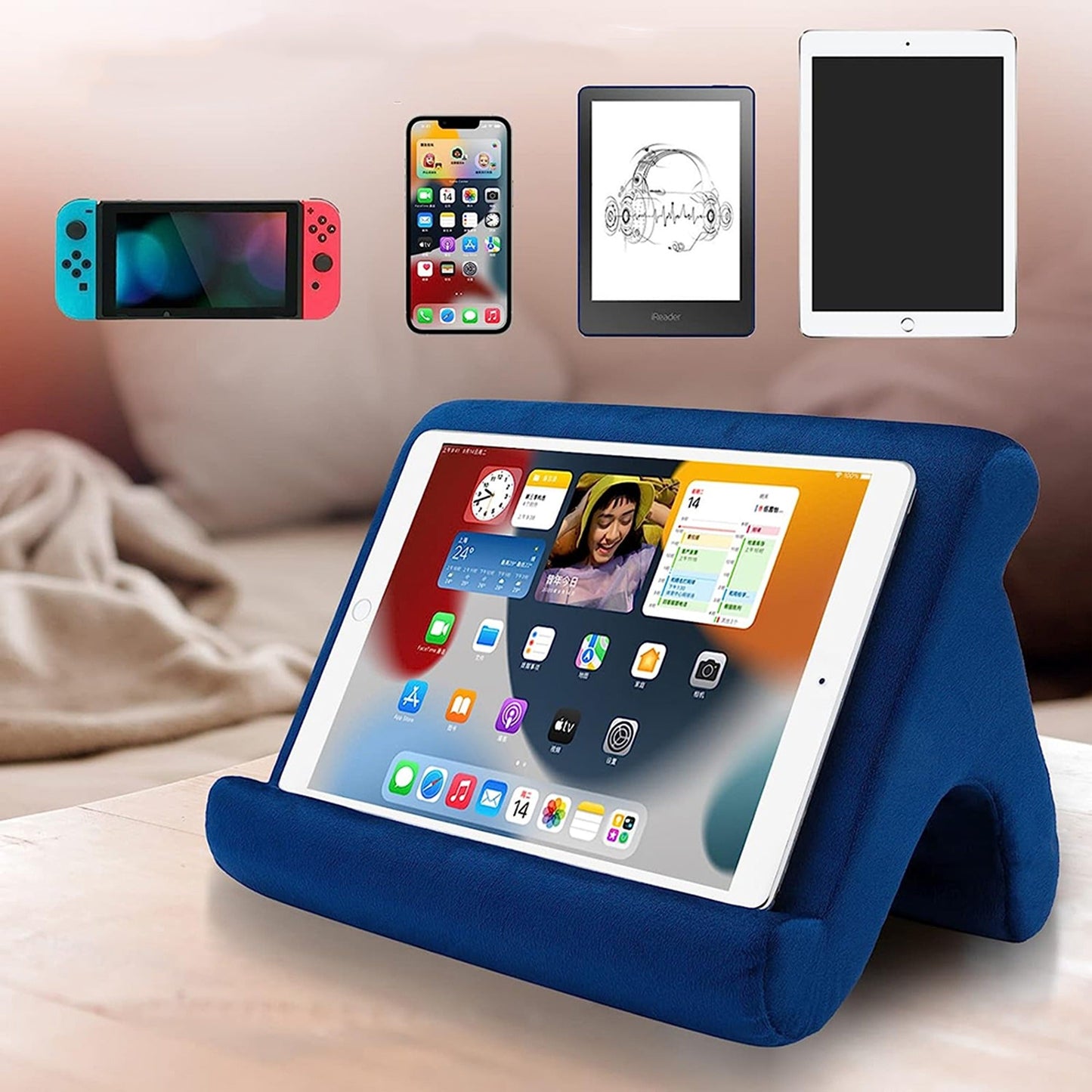 Tablet Pillow Stand Cushion Holder for iPad Reading Book Rest