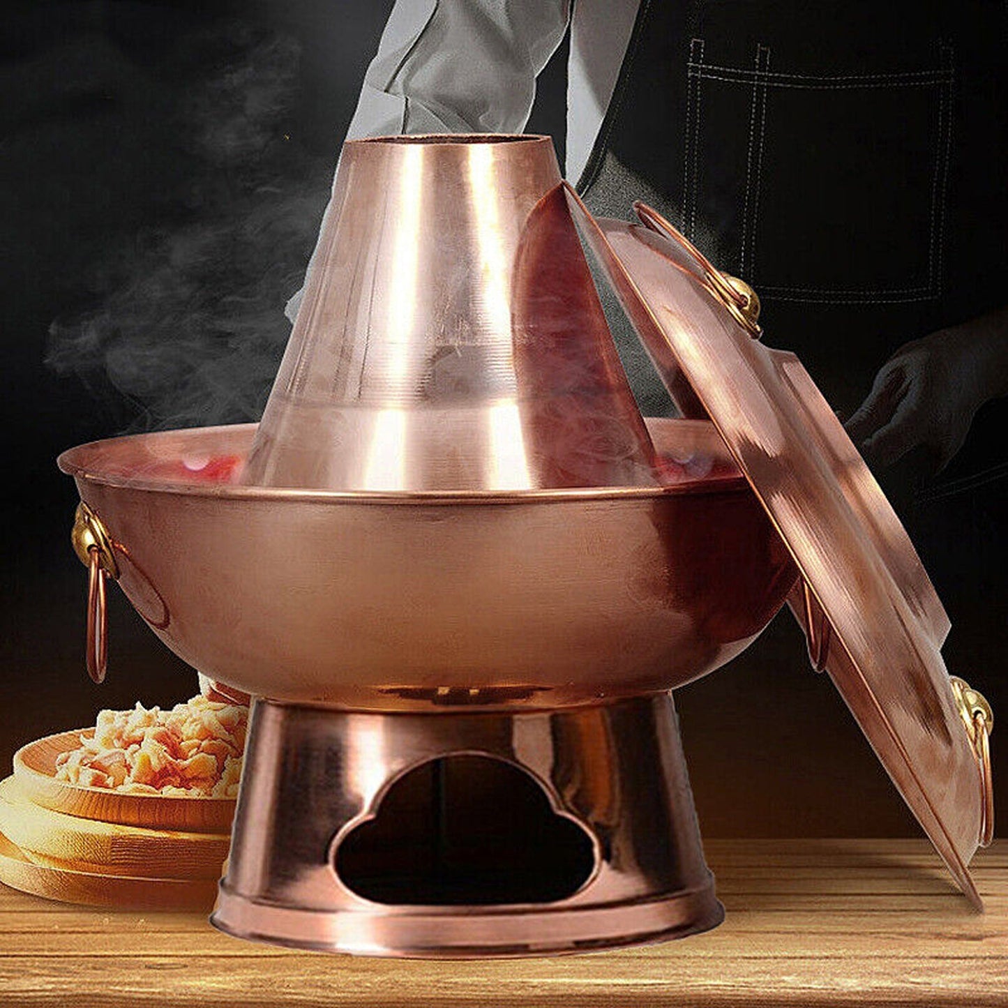 Old Beijing Style Stainless Steel Charcoal Copper Hot Pot for Camping