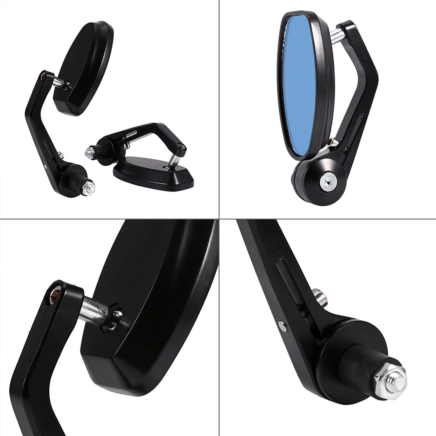 Motorcycle Aluminum Oval Rear View Mirror Handlebar End