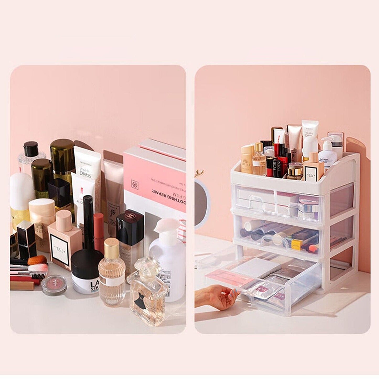 Cosmetic Organizer Box for Desk Drawer Makeup Storage Case