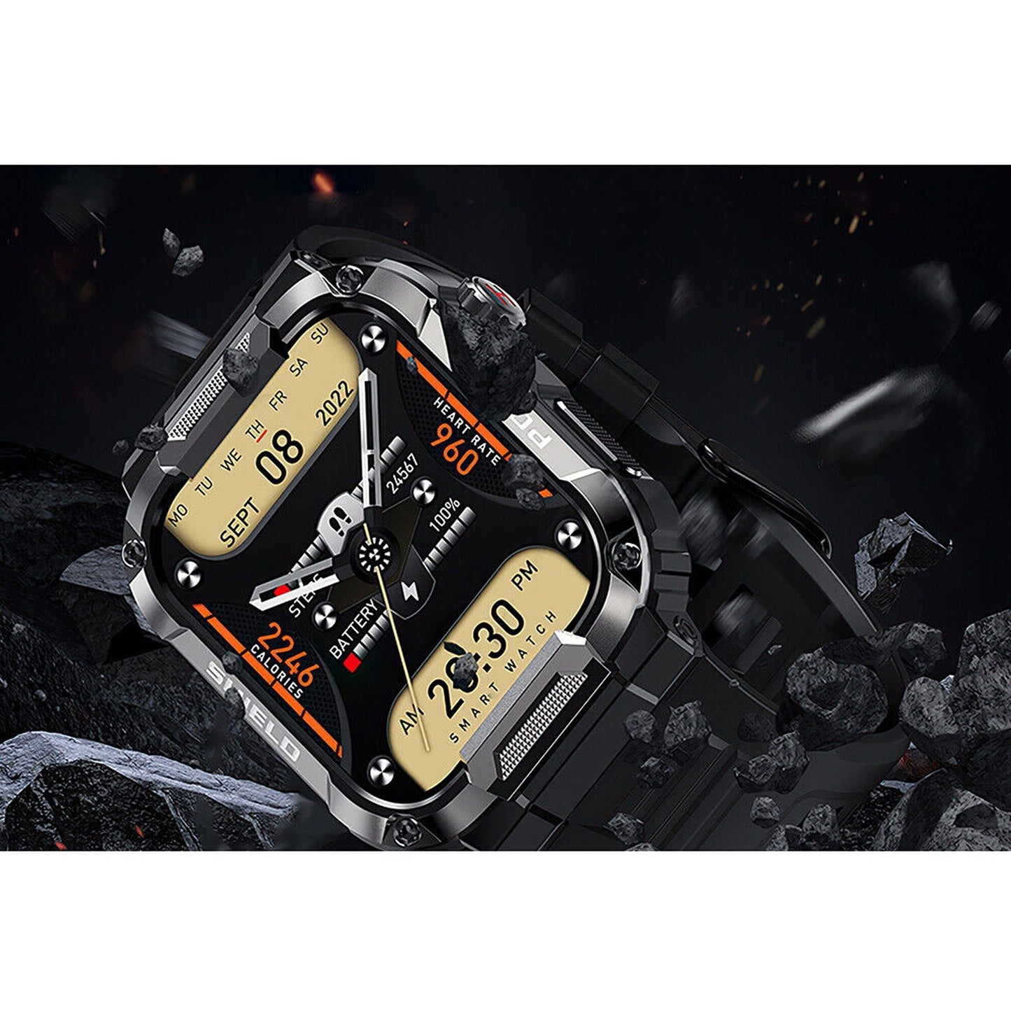 Rugged Smart Watch for Outdoor Sports Fitness Tracker with Call Function