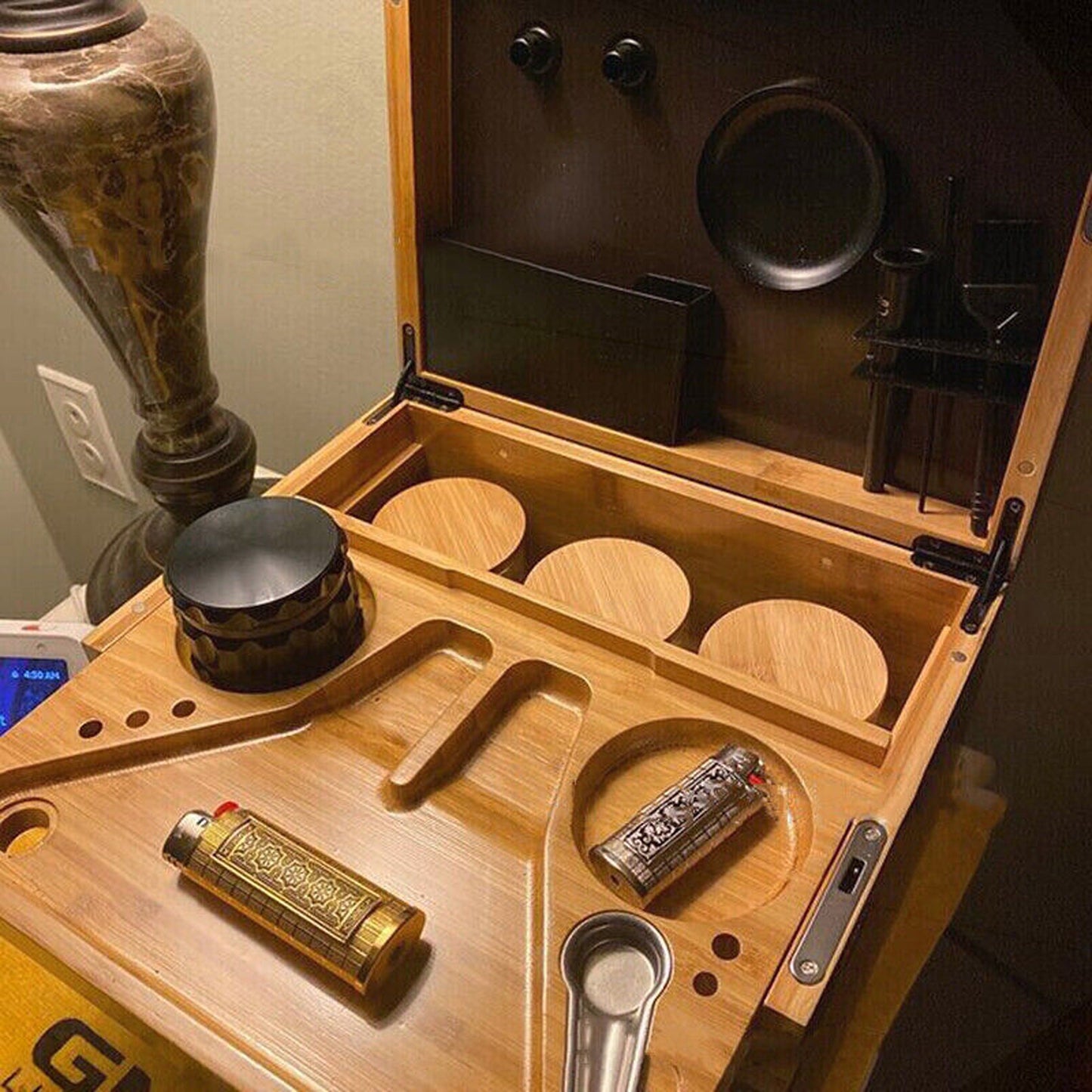 Lockable Wooden Storage Chest with Rolling Tray Ideal Gift