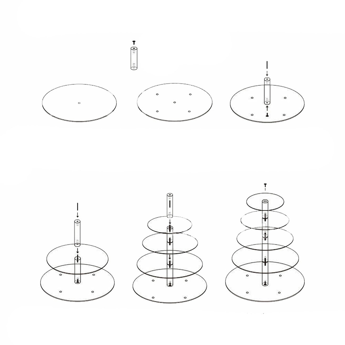 Acrylic 5-Tier Round Cupcake Stand Birthday Wedding Cake Holder
