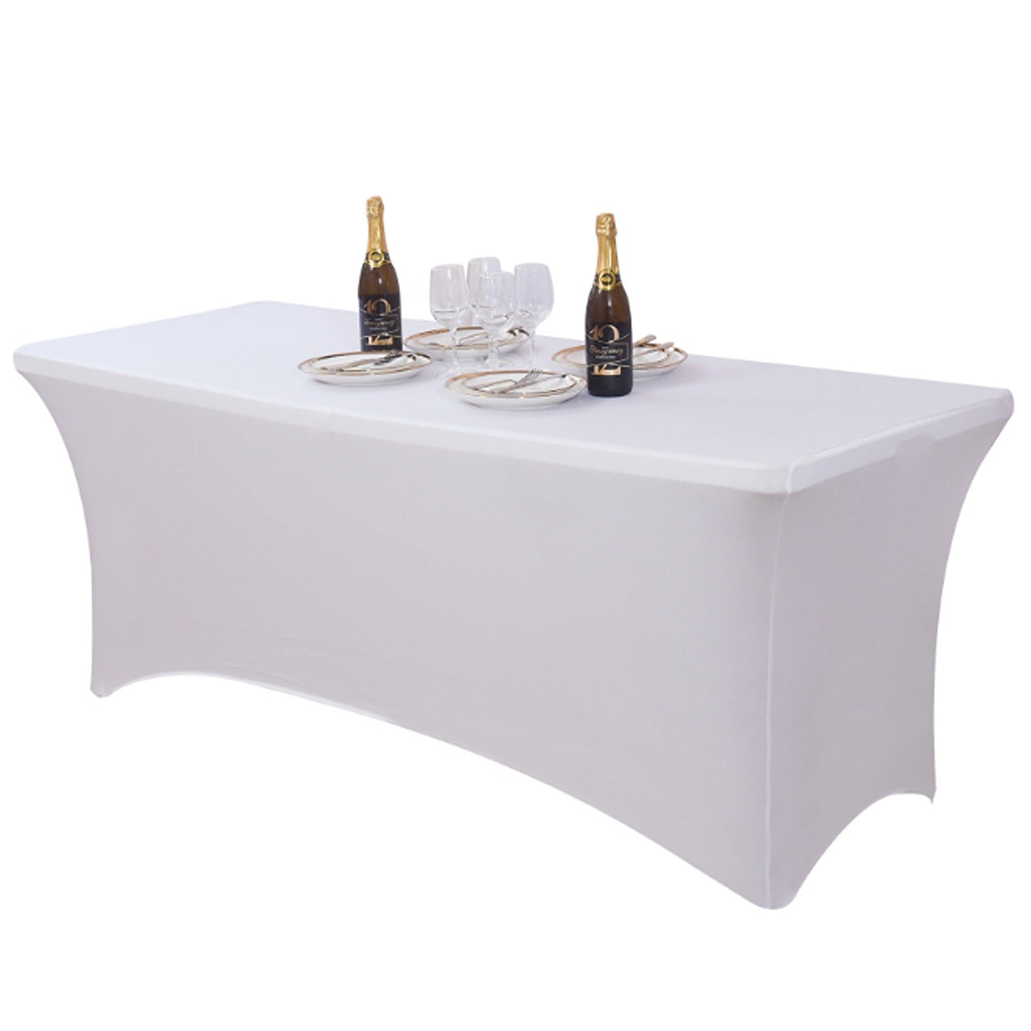 White Stretch Spandex Tablecloth for Home and Wedding