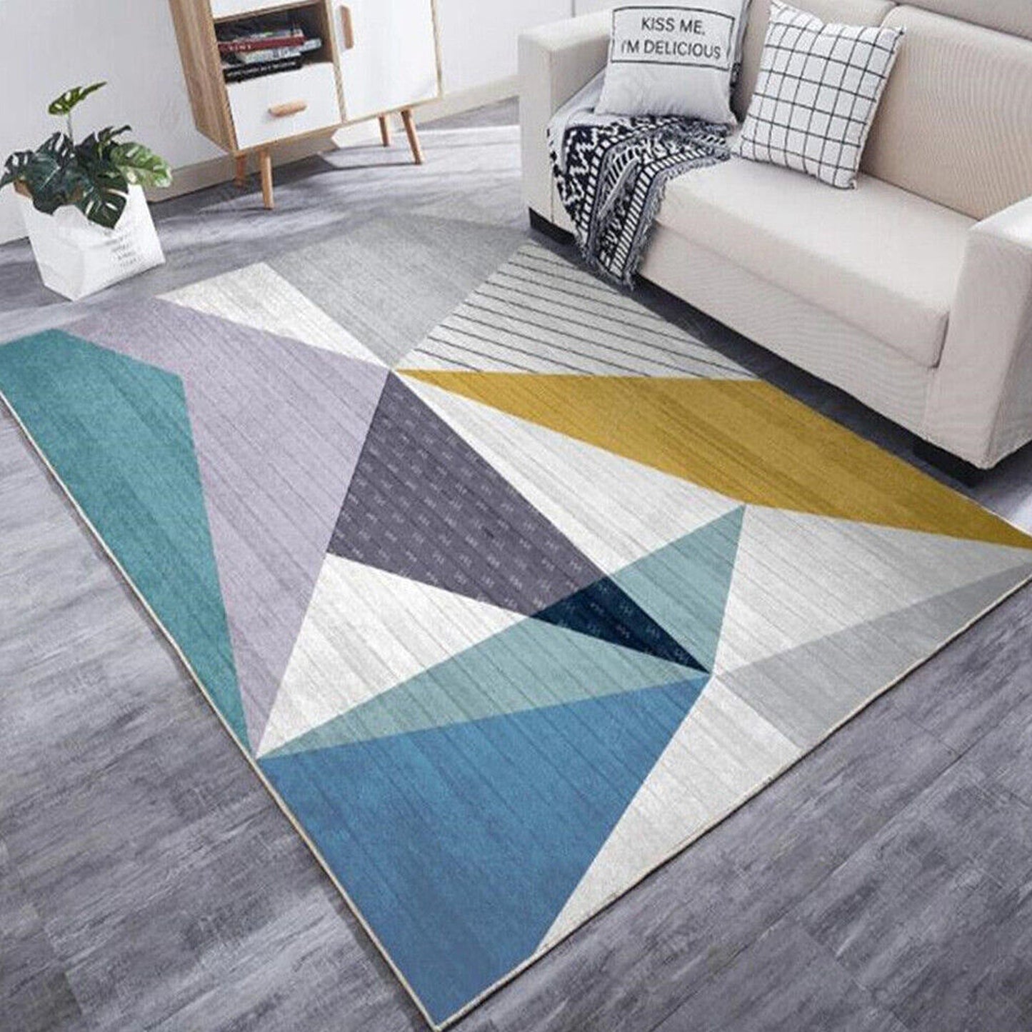 Fashion Geometry Design Large Soft Shaggy Easy Clean Area Rug