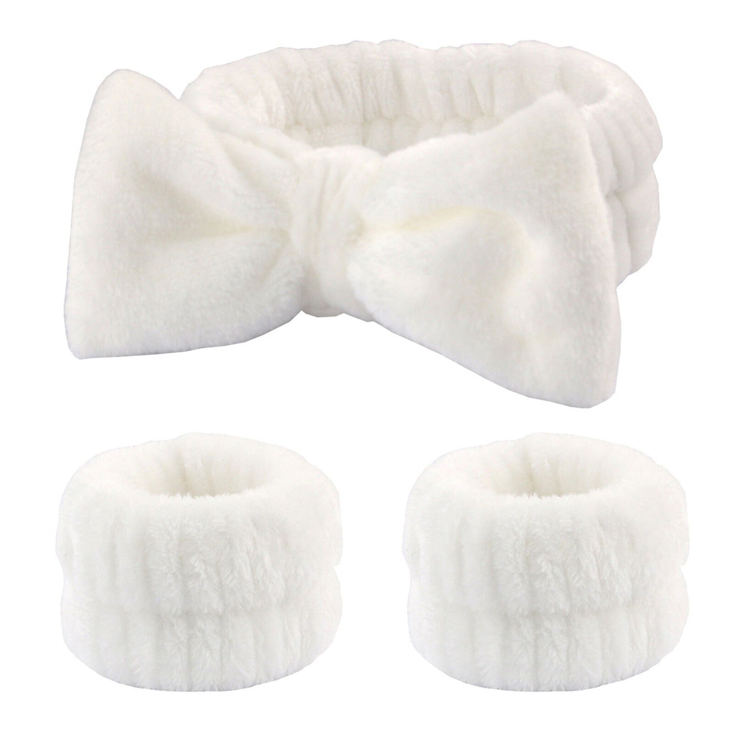 Absorbent Spa Wristbands and Headband Set for Face Washing