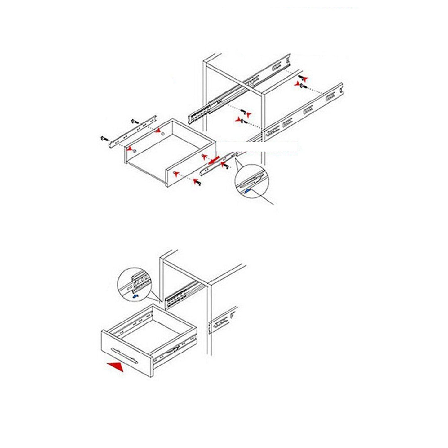 2x Heavy Duty Locking Drawer Slides Runners Trailer 500-2000mm Draw Slide