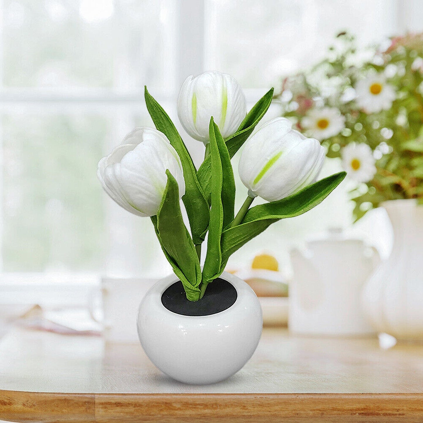 Tulip Flower Night Light Potted Plant Table Lamp