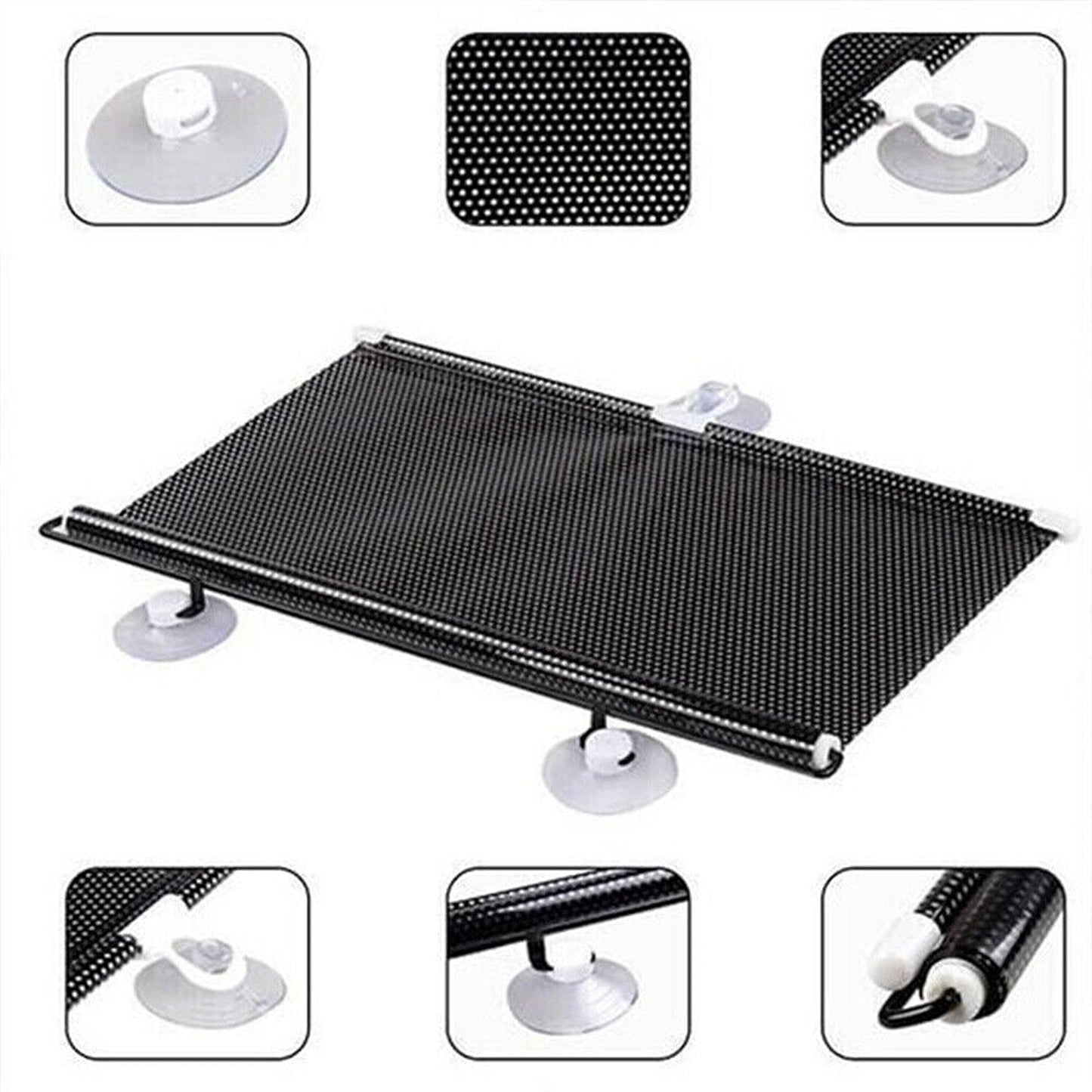 Car Retractable Sun Shade with Suction Cups Blackout Visor