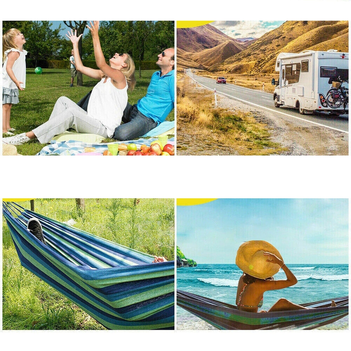 Comfy Double Hammock with Hanging Straps and Hooks Outdoor Bed