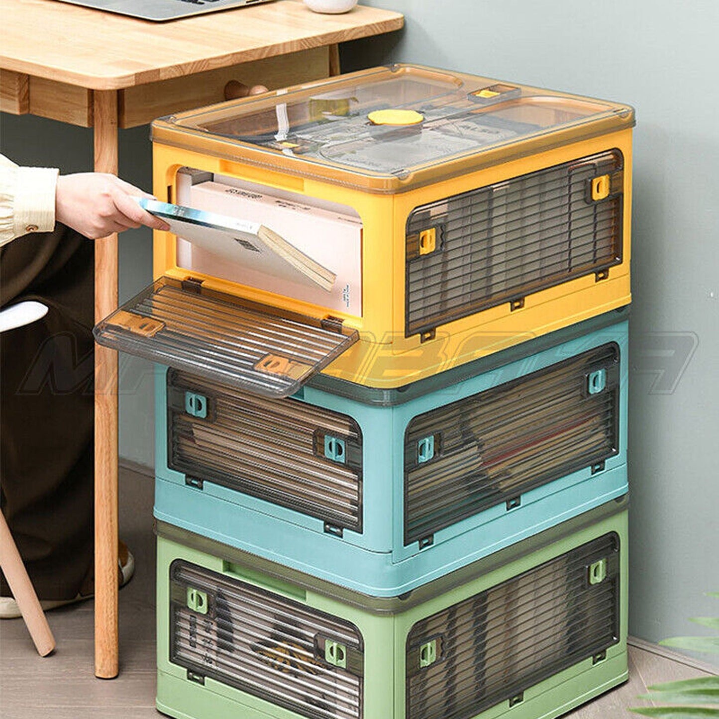 Transparent Plastic Storage Containers Stackable Organizer Box 54L