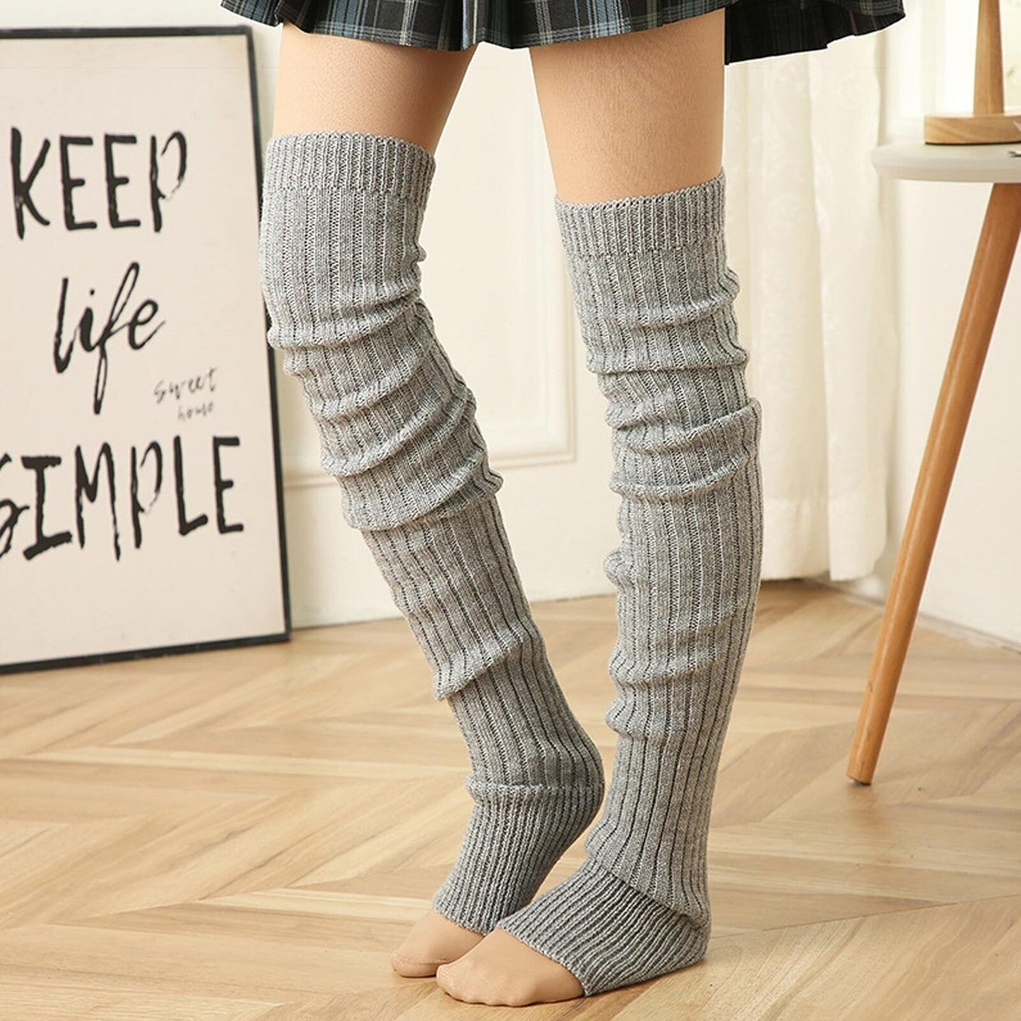 Women Knitted Crochet Thigh High Long Warm Bubble Socks