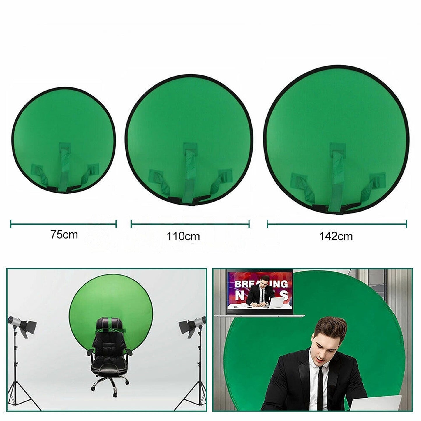 Portable Twitch Streaming Green Screen Large Pop-Up Round Background