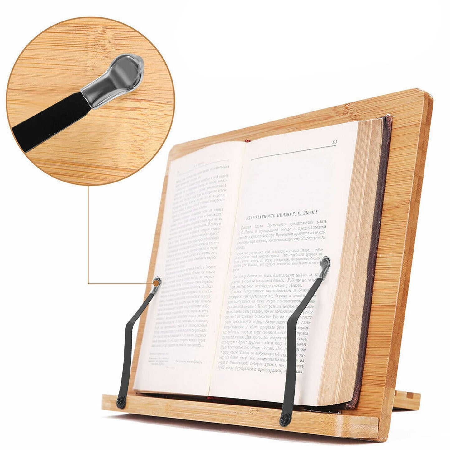 Bamboo Adjustable Portable Book Stand with Reading Desk Document Holder