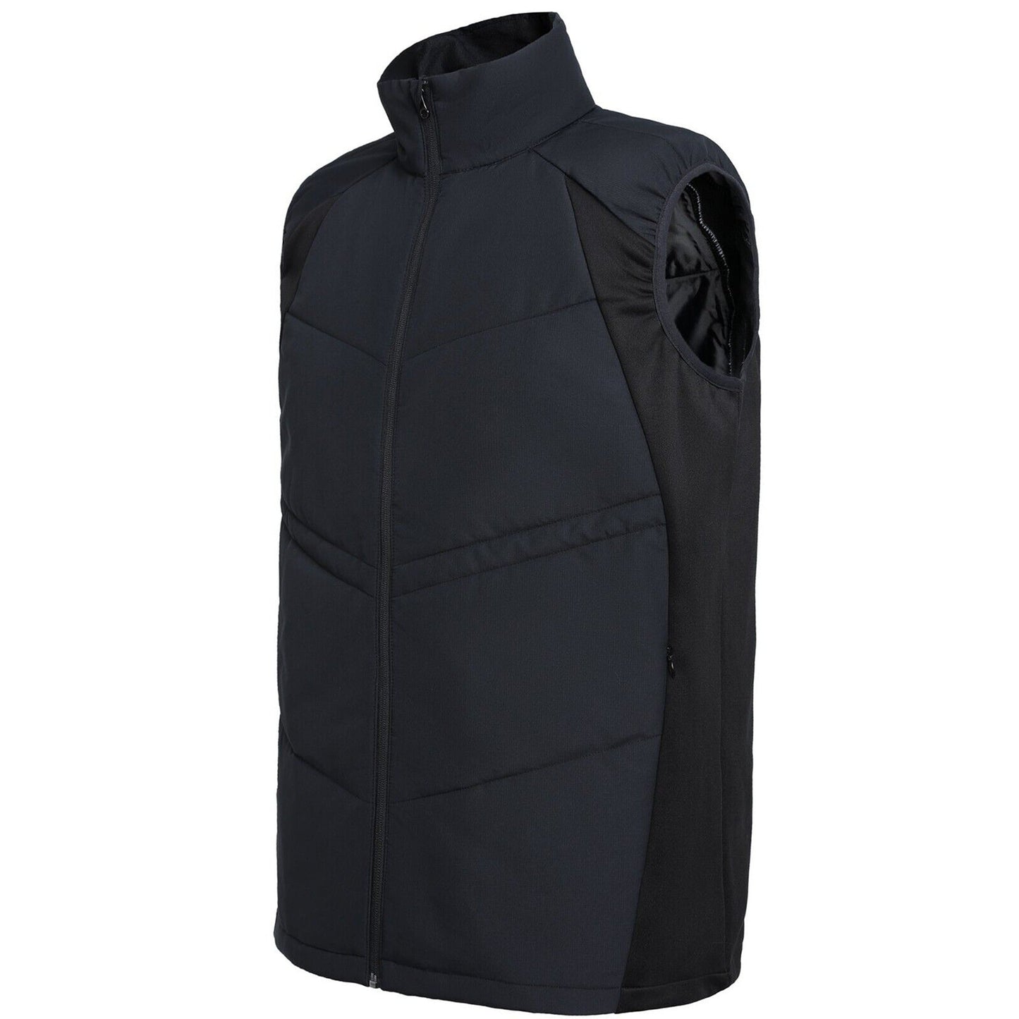 Prussian Blue Vegan Active Puffer Vest Quilted Down-Free with Nearly Black Side Panel
