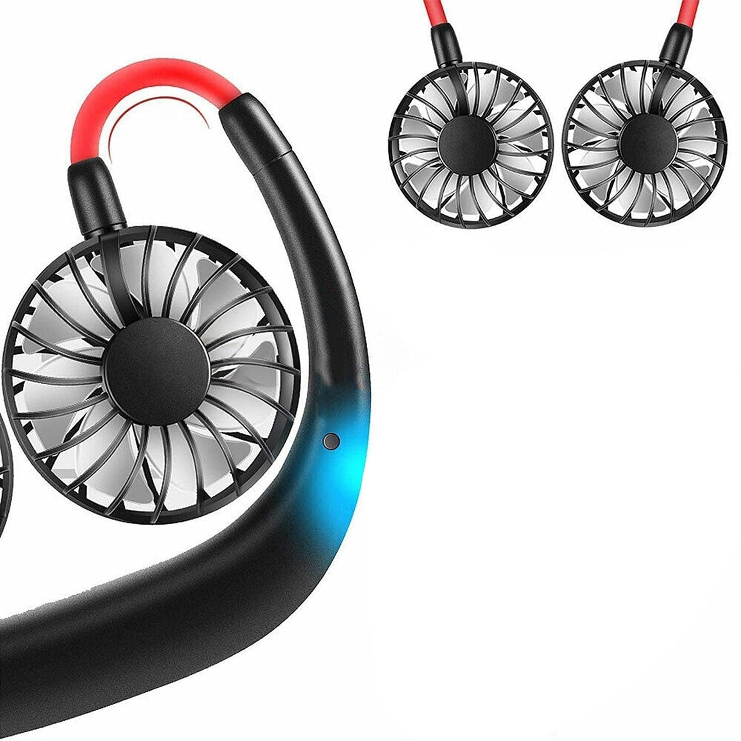 Dual Cooling Neckband Fan Portable USB Rechargeable Neck Hanging Sport