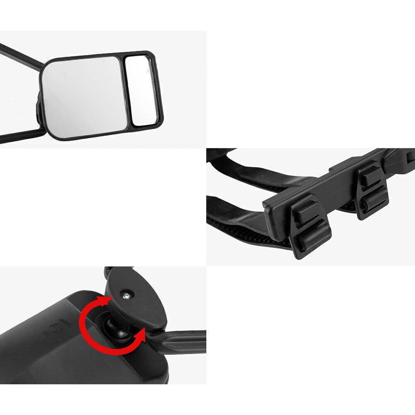 2pcs Universal Clip-On Towing Mirrors for Trailer Caravan and Truck