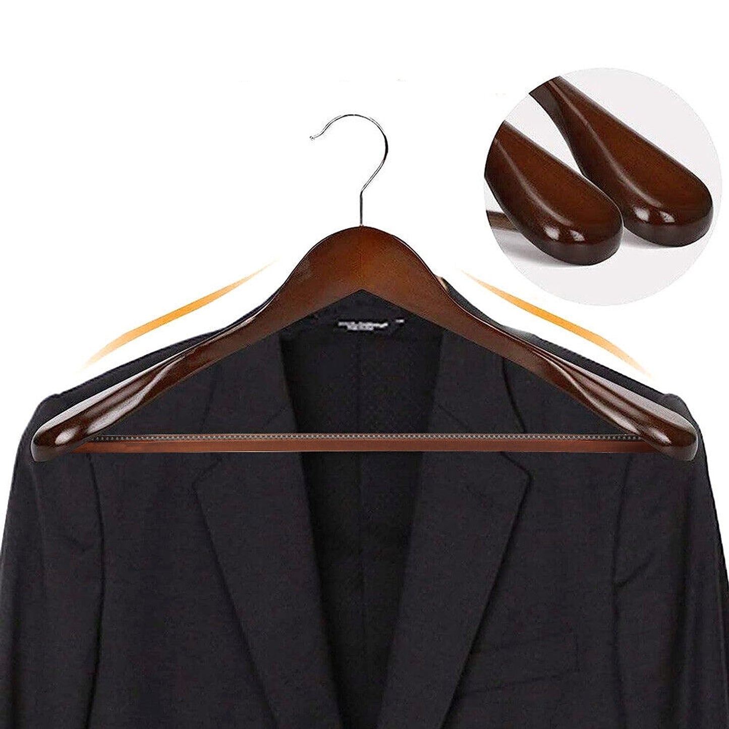 6pcs Set of Wide Shoulder Wooden Suit Hangers for Wardrobes