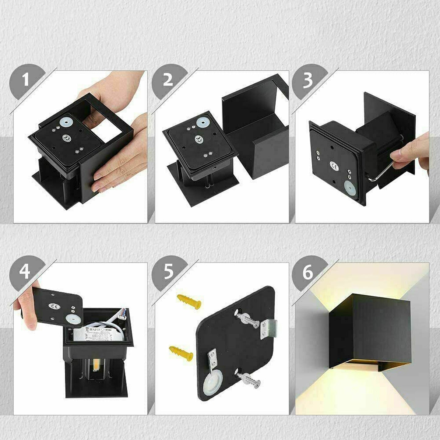 12W Square Aluminum LED Wall Light Waterproof Indoor Outdoor Modern Sconce