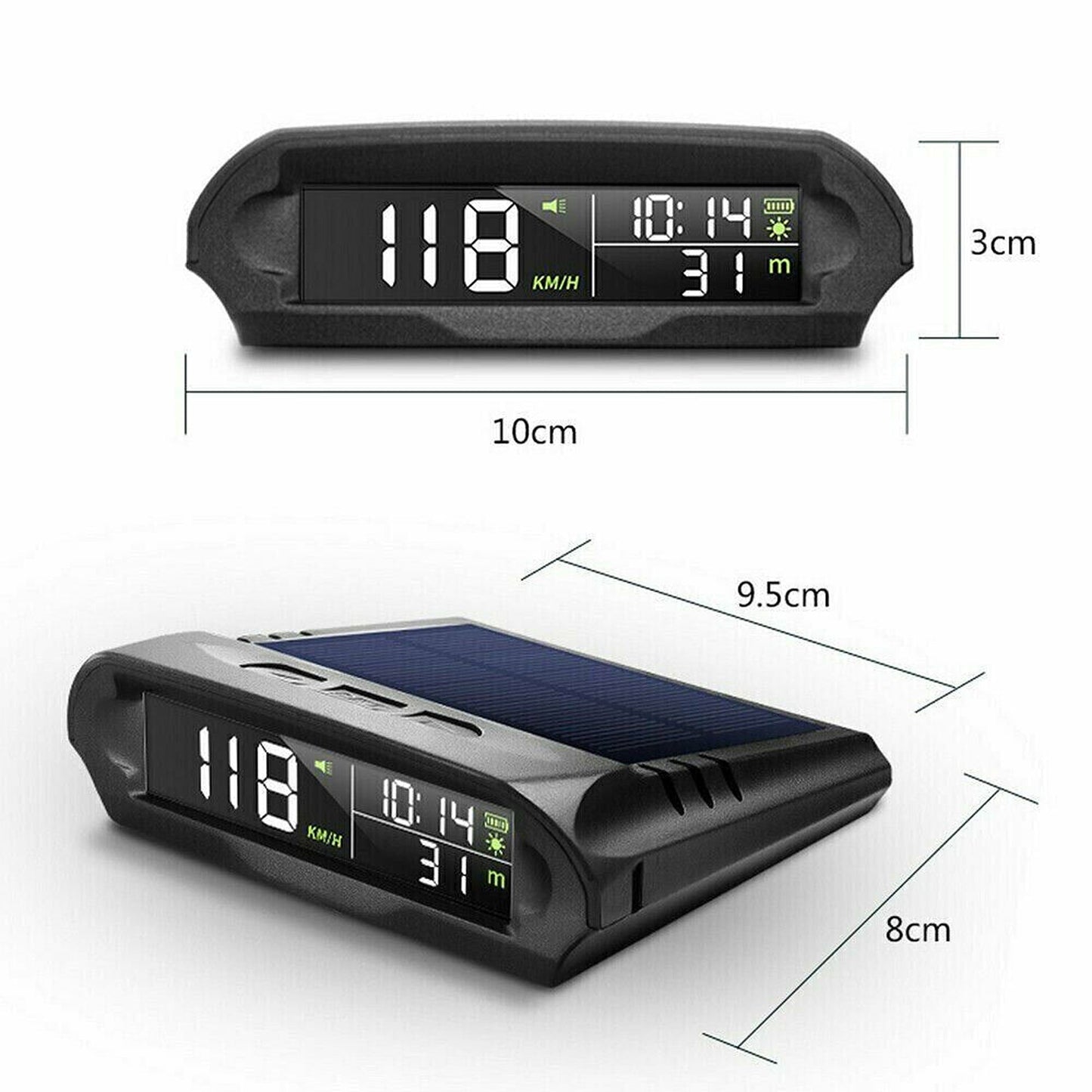 Solar HUD Display Wireless GPS Head-up Digital Speedometer Car