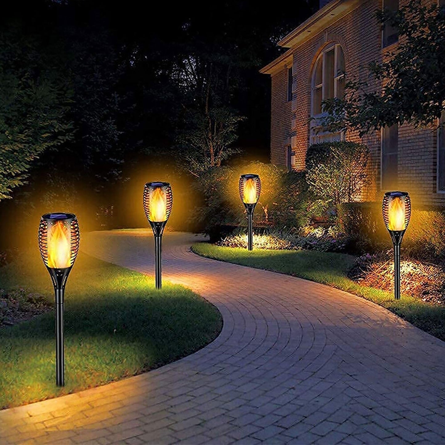 Garden Waterproof Flickering Dancing Flame Solar Torch Light Lantern Lamp