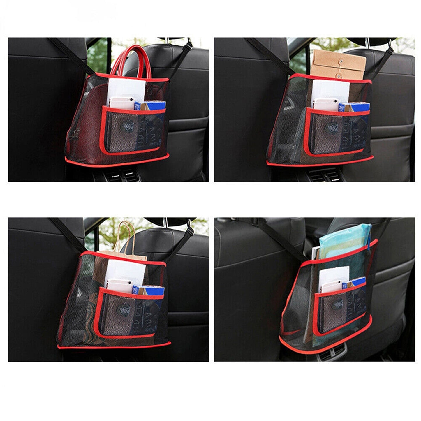 Advanced Car Storage Net for Handbags and Purses Between Seats
