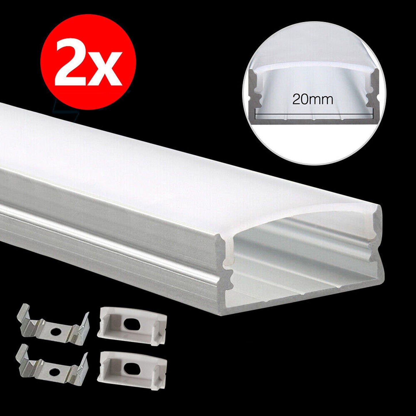 Aluminium Light Channel LED Profile Strip Frosted Cover Bar