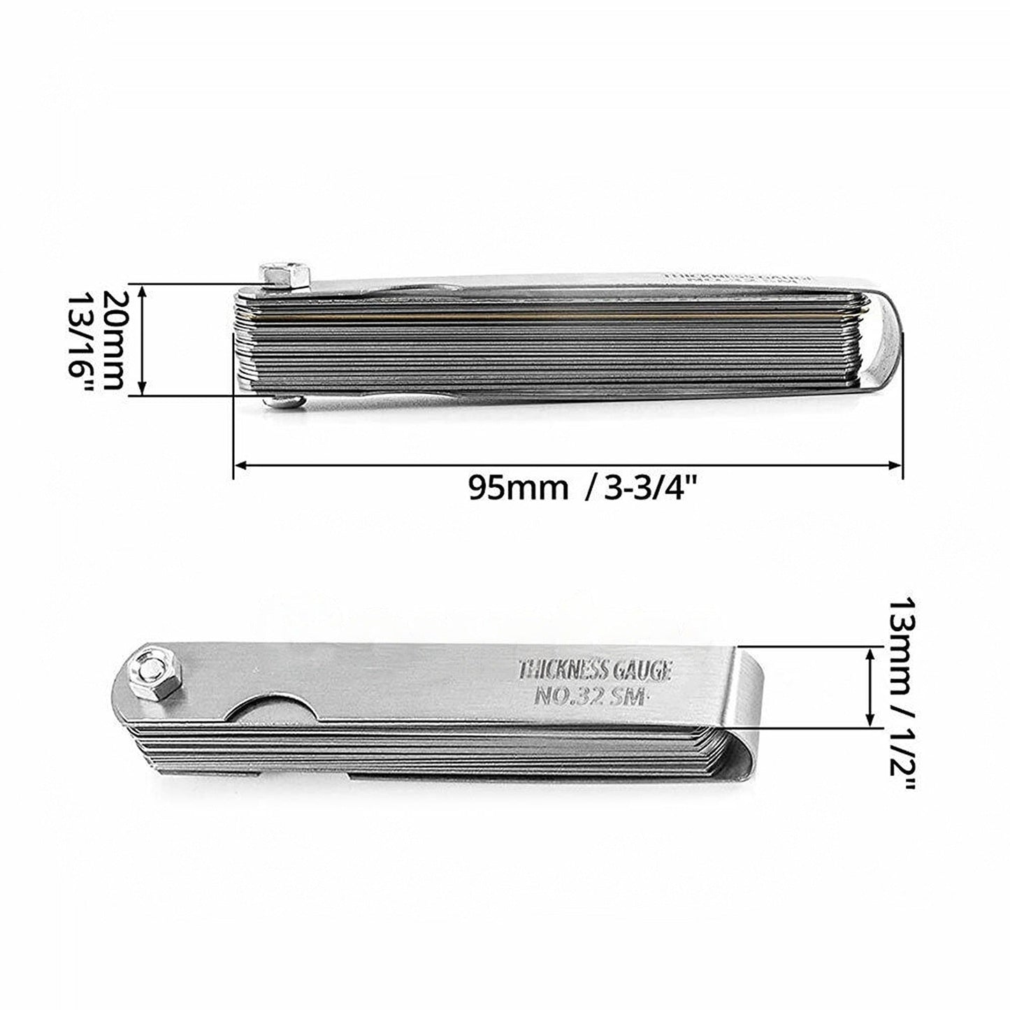 Metric Inch Dual Marked Feeler Gauge Thickness Gap Tool 32 Blades