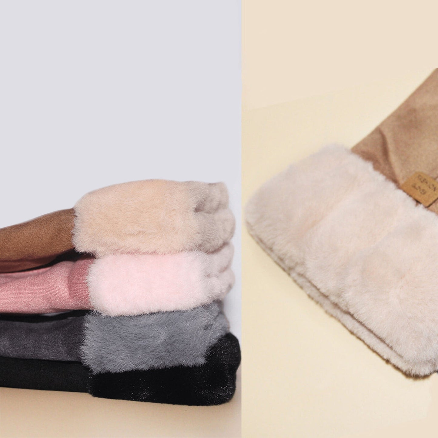 Women Thermal Sheepskin Winter Gloves Touch Screen Compatible Windproof and Warm
