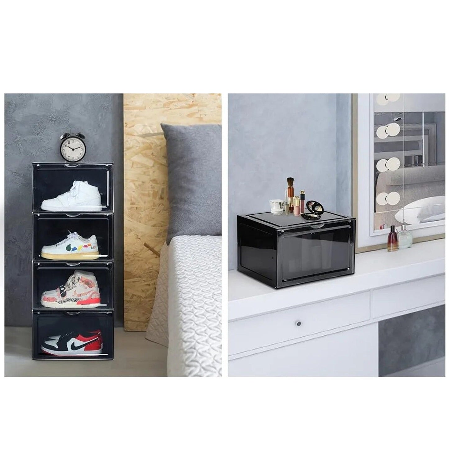 Black Acrylic Stackable Boxes for Premium Sneaker Display and Storage