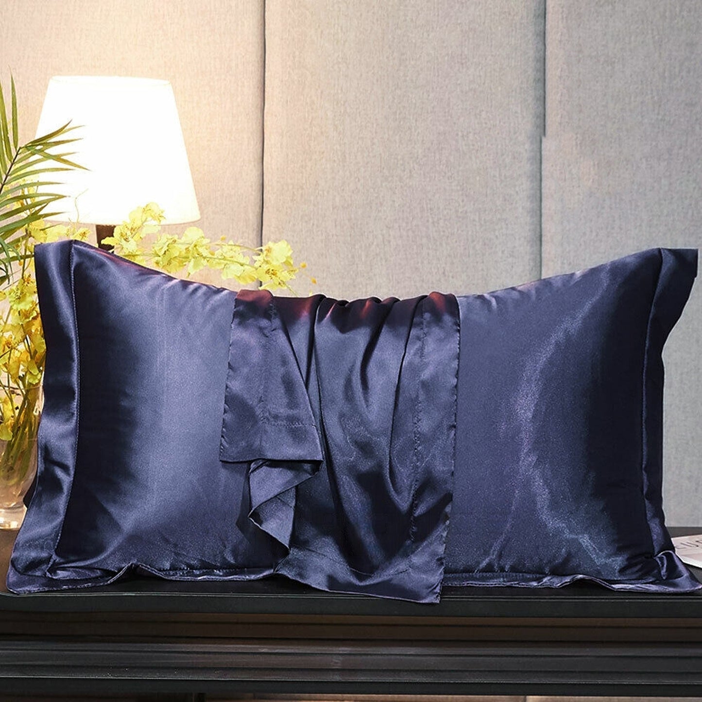 2pcs Silk Satin Bedding Pillowcases Smooth Soft Standard Cover